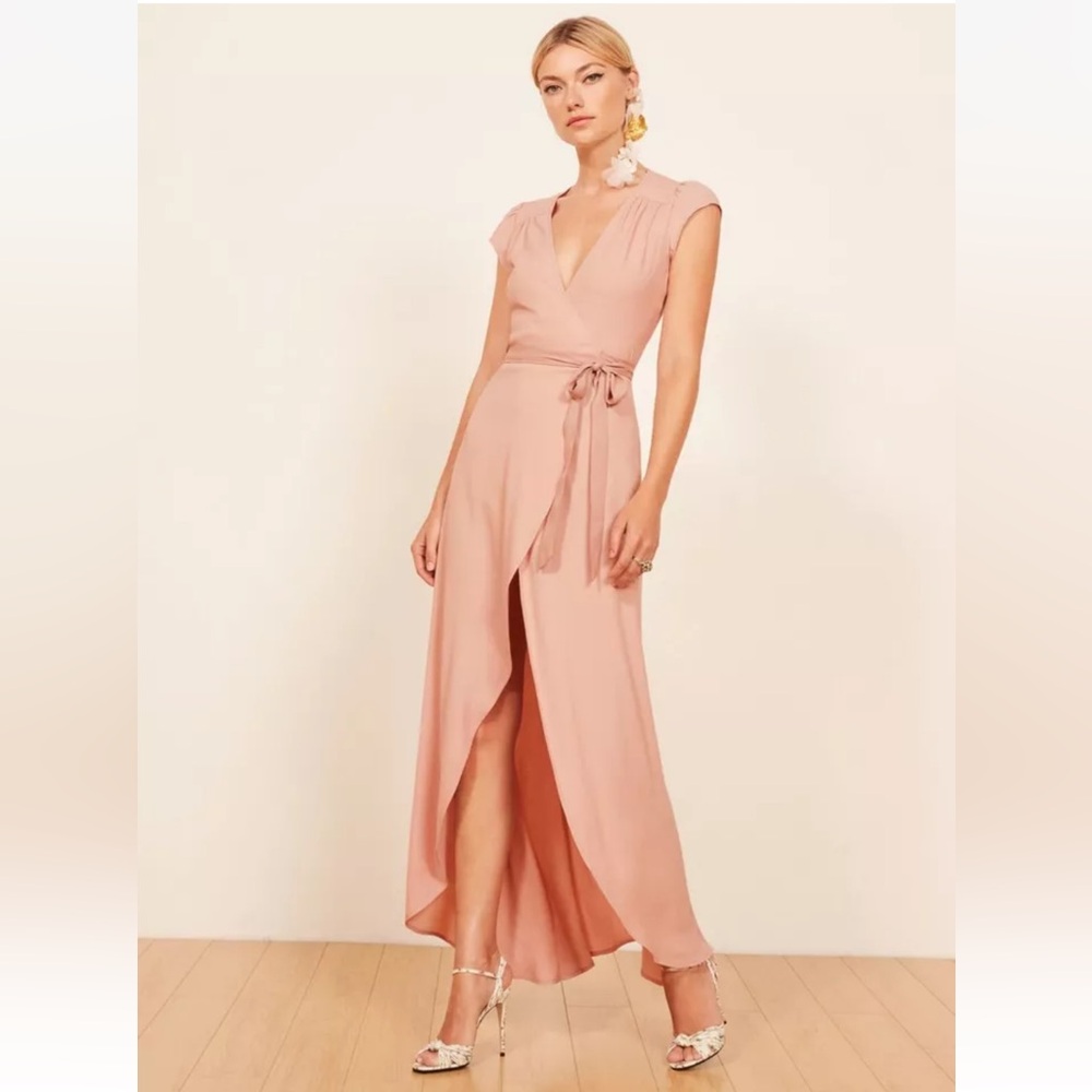Reformation Chamomile Wrap Maxi Dress Size M Champagne Color